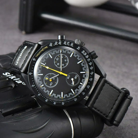 Swatch Black Snoopy Luxury Brand Watches for Mens Luxury Plastic Case Chronograph Moon Watch Explore Planet AAA+ Clocks